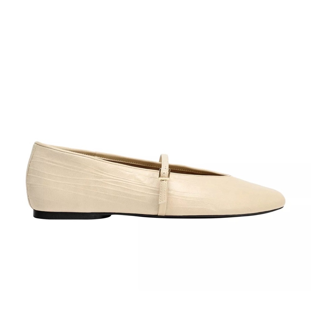 NEW ZARA Classic Cream Mary Jane Ballet Flat - Women's Shoes